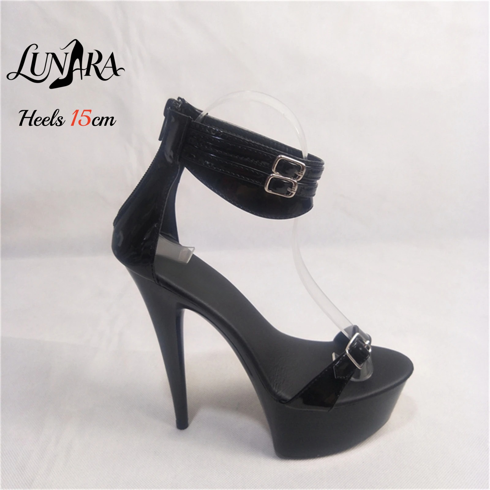 15cm Black Patent PU High Heel - Table Tennis Double 评论和价格